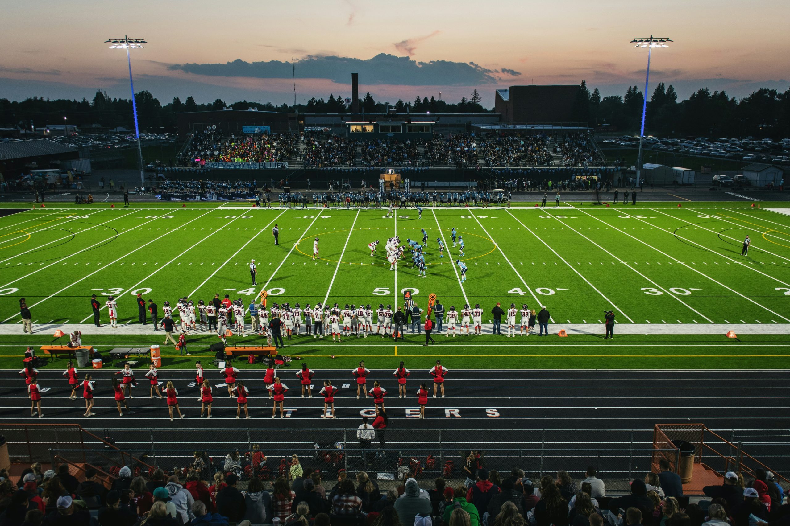Photo of a high school football game taken from the stands